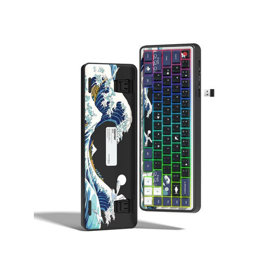 Wired Mechanical Gaming Keyboard with OLED Display Full Key Hot-Swappable Pudding RGB Backlit Keyboard