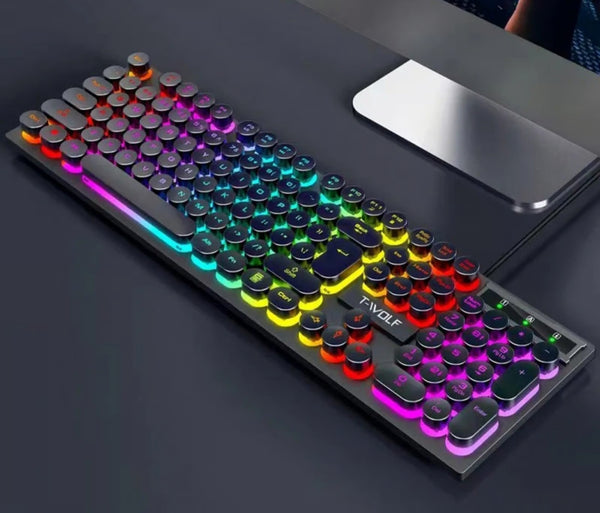 Mechanical Gaming Keyboard - Wired Illuminated Desktop & Laptop Keyboard for Esports